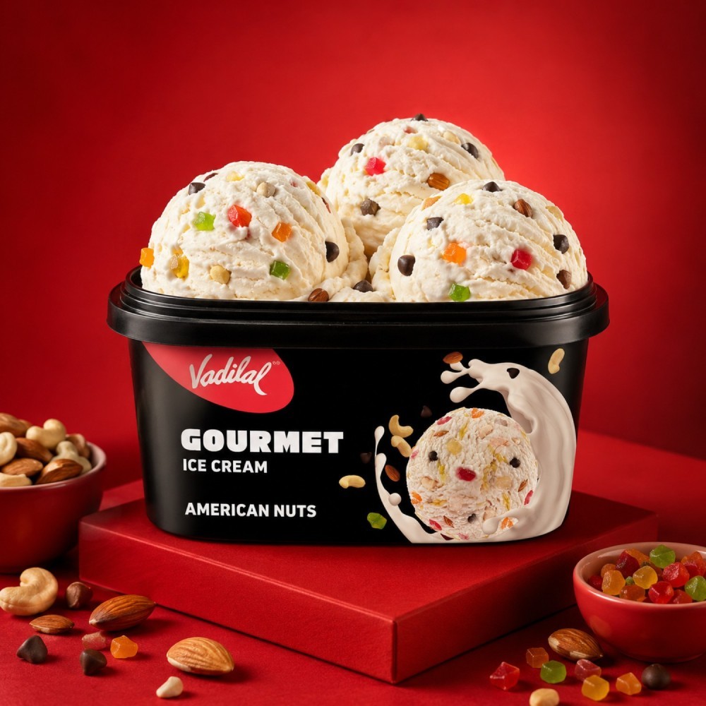 Vadilal Gourmet American Nuts Ice Cream Tub