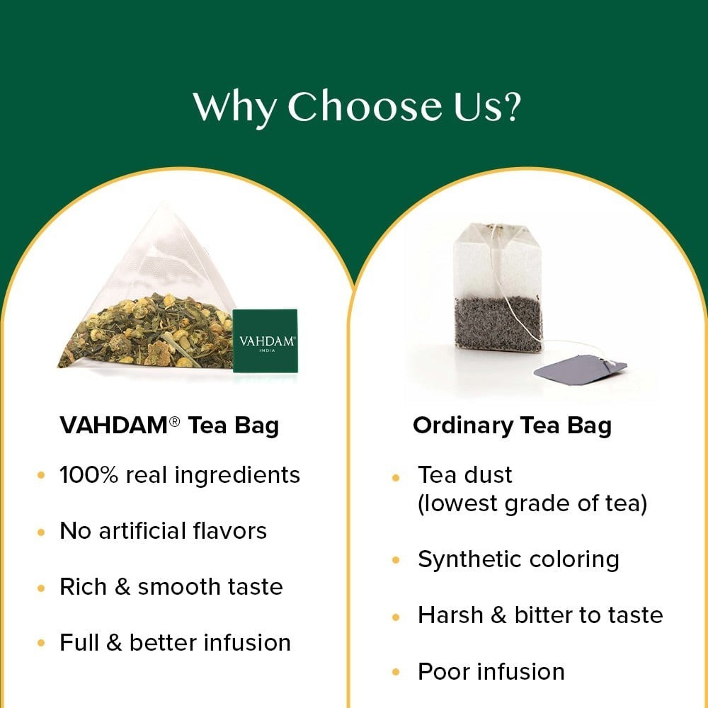 Vahdam Chamomile Mint Citrus Green Tea Bags