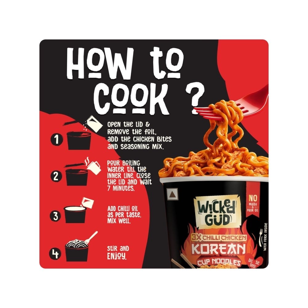 WickedGud 3X Chilli Chicken Korean Cup Noodles