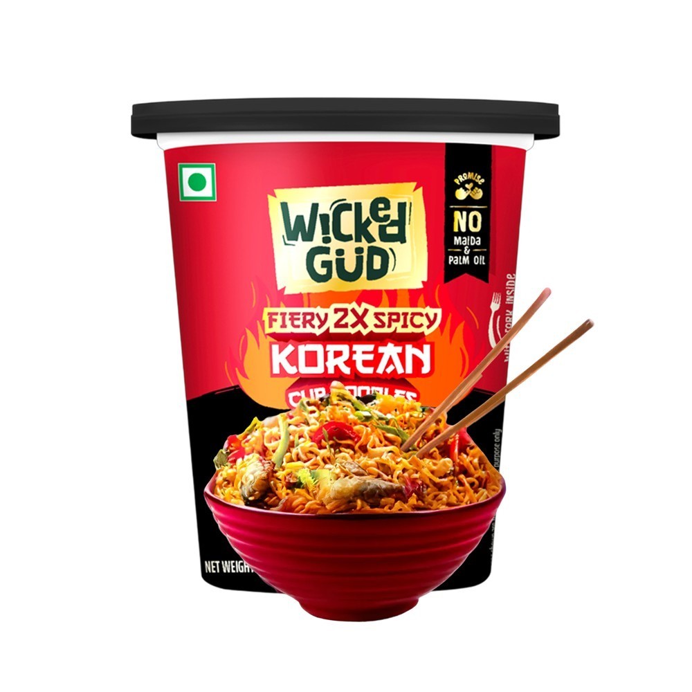 WickedGud Fiery 2X Spicy Korean Cup Noodles +  Fiery 2X Spicy Korean Instant Noodles Combo