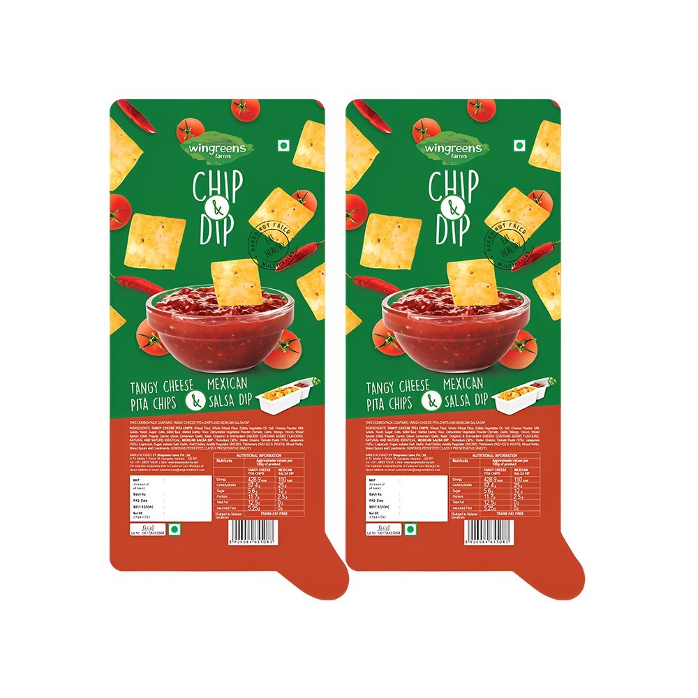 Wingreens Farms Tangy Cheese Baked Pita Chips with Mexican Salsa Dip