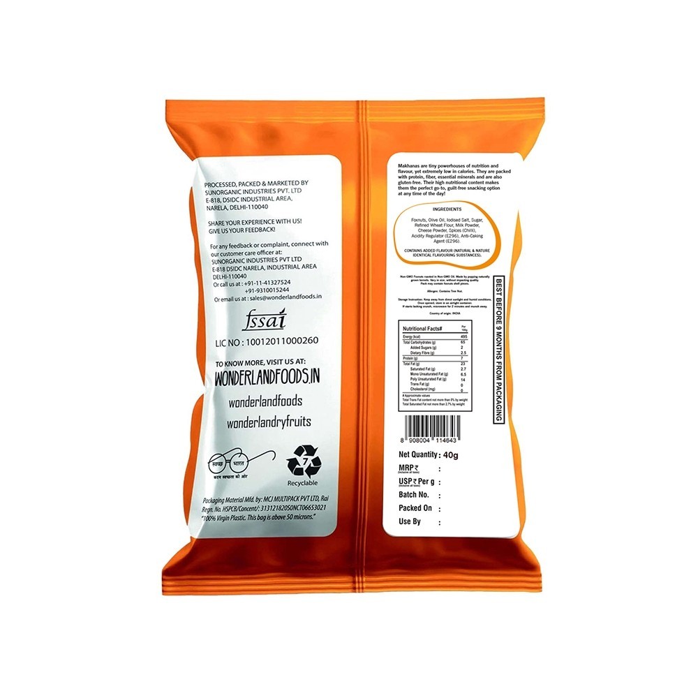 Wonderland Foods Cheese & Chilli Flavoured Makhana