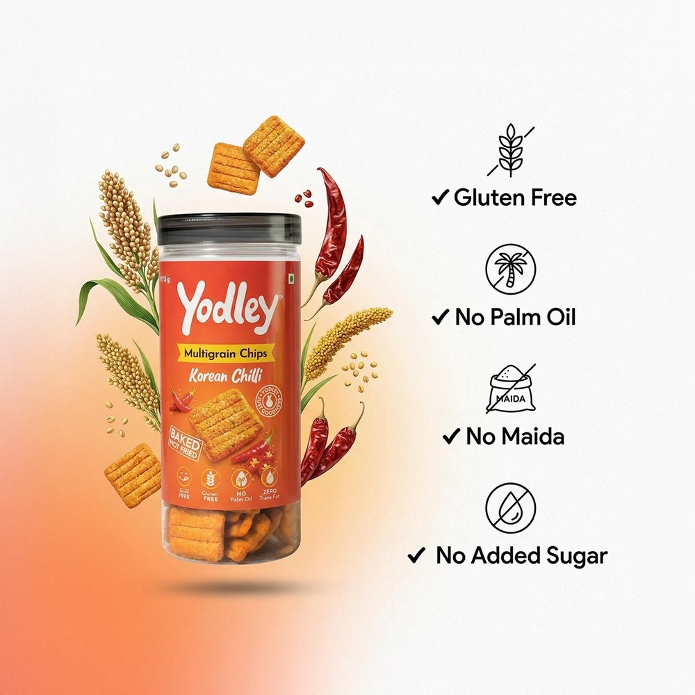 Yodley Korean Chilli Multigrain Baked Healthy Chips