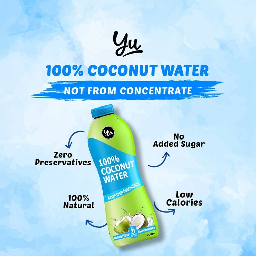 Yu 100% Natural Coconut Water - No Preservative +  Lychee Juice with Chia Seeds Combo