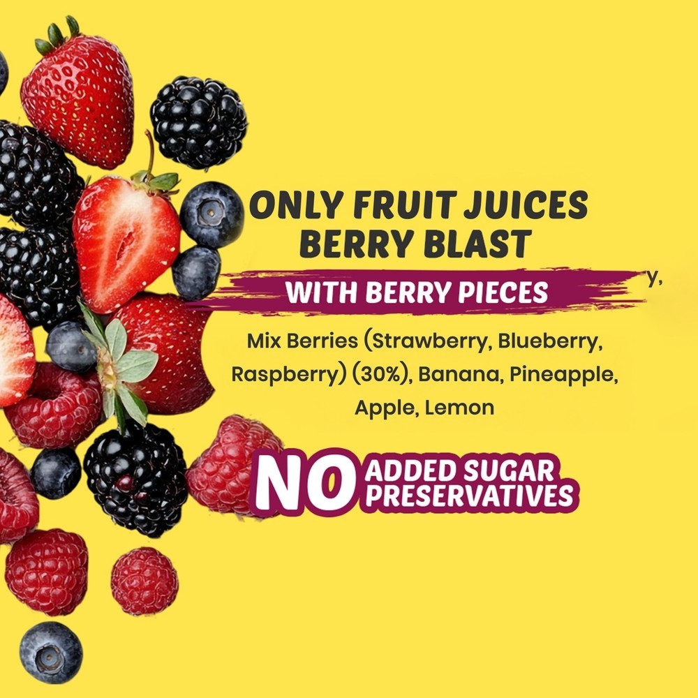 Yu Berry Blast Fruit Juice with Berry Pieces +  Green Apple Juice with Chia Seeds Combo