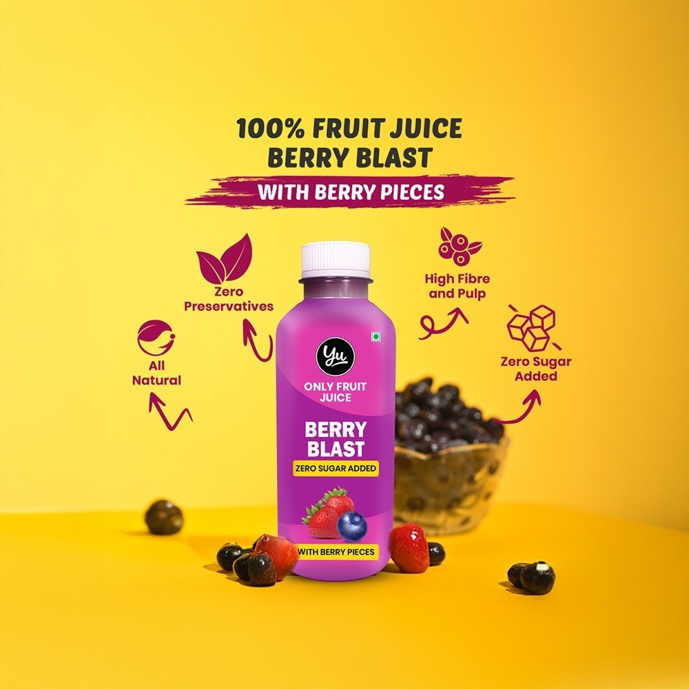 Yu Berry Blast Fruit Juice with Berry Pieces +  Green Apple Juice with Chia Seeds Combo