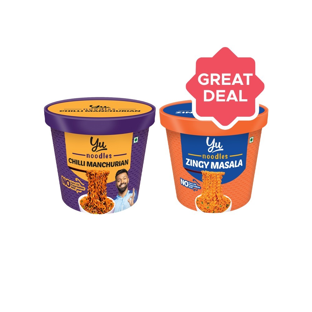 Yu Chilli Manchurian Instant Cup Noodles + Zingy Masala Cup Noodles Combo