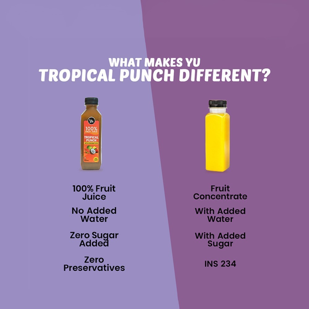 Yu Tropical Punch 100% Mixed Fruit Juice With Coconut Bits