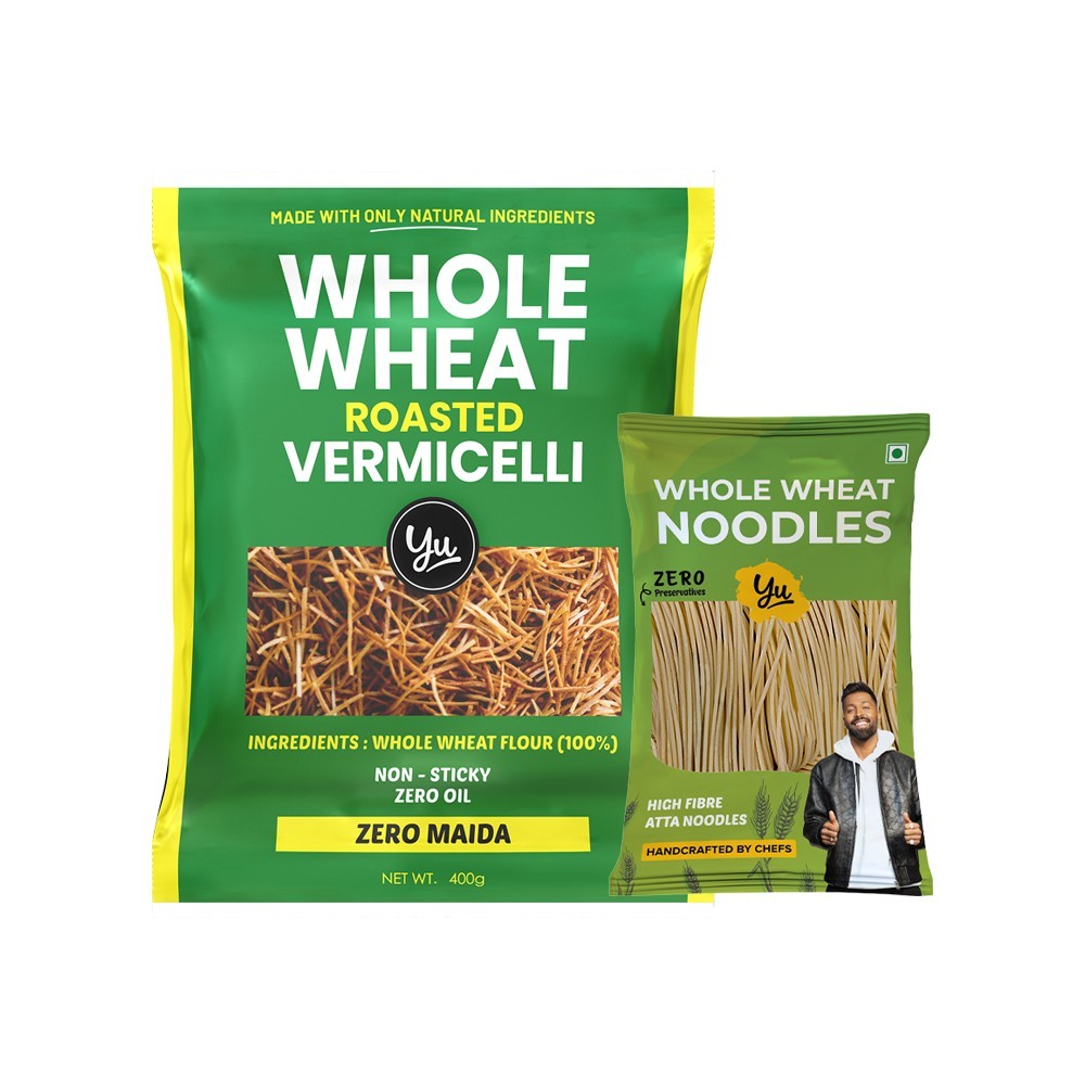 Yu Whole Wheat Noodles (Zero Maida) + Whole Wheat Roasted Vermicelli Combo