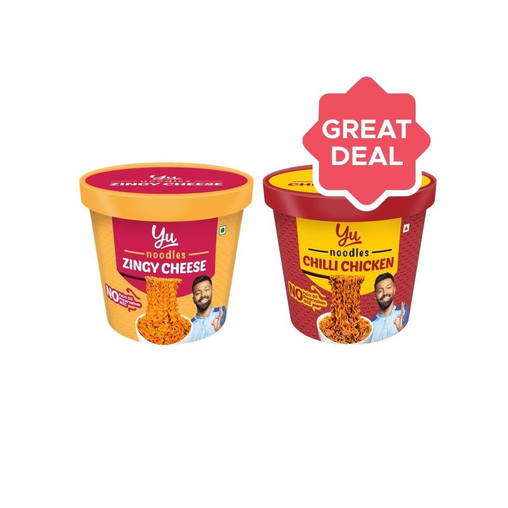 Yu Zingy Cheese Instant Cup Noodles +  Chilli Chicken Instant Cup Noodles Combo