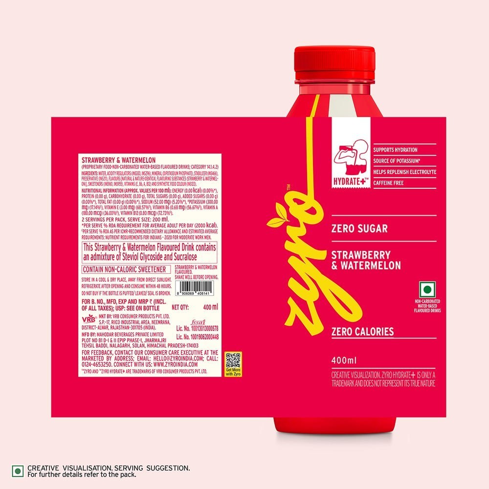 Zyro by Karan Aujla Zero Sugar Hydration Drink - Strawberry & Watermelon