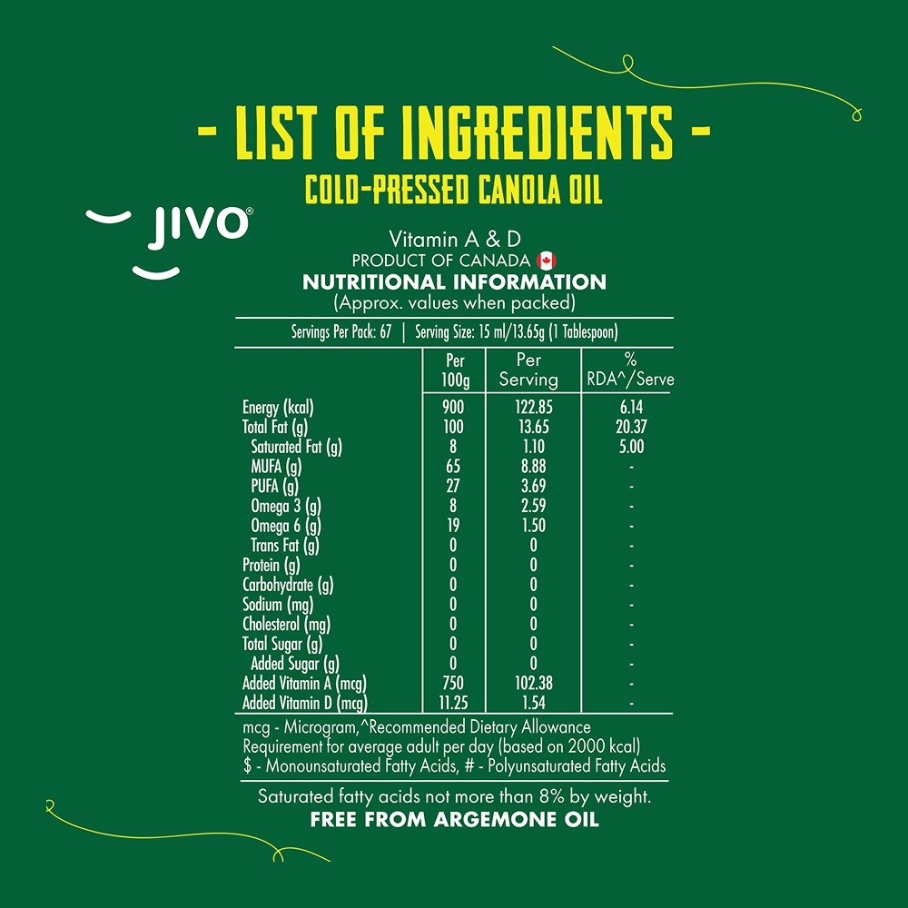 Jivo Cold Pressed Canola Oil
