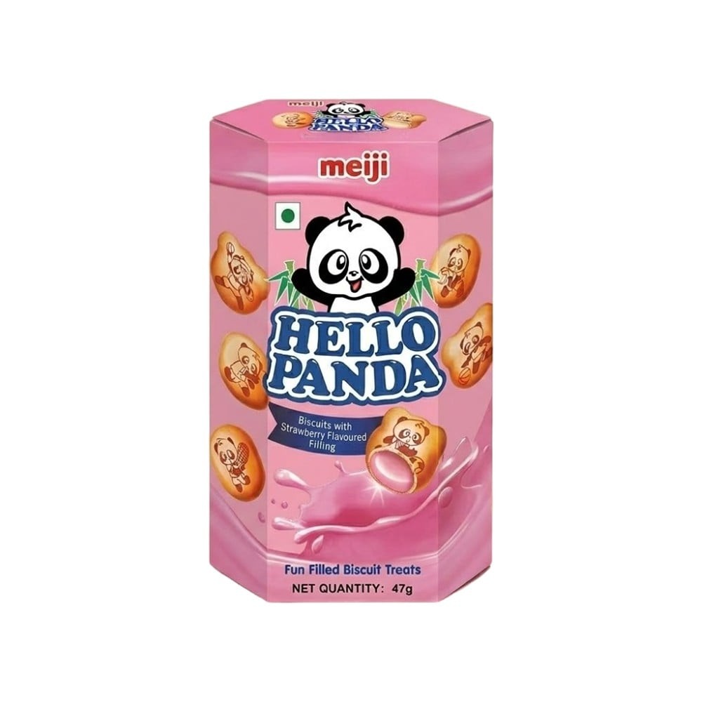 Meiji Hello Panda Strawberry Flavour Center Filled Biscuits
