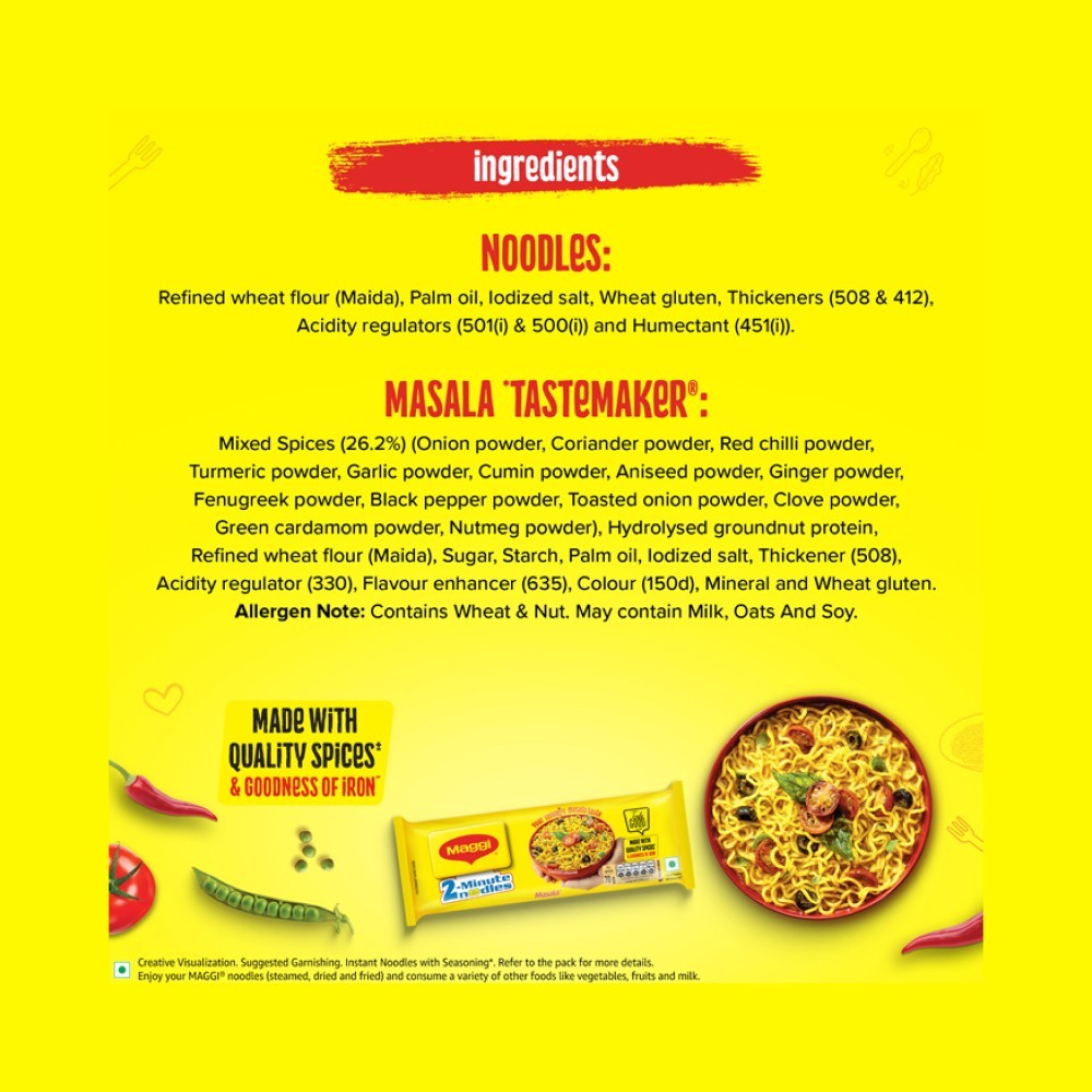 Maggi 2 Minutes Instant Noodles Made With Quality Spices