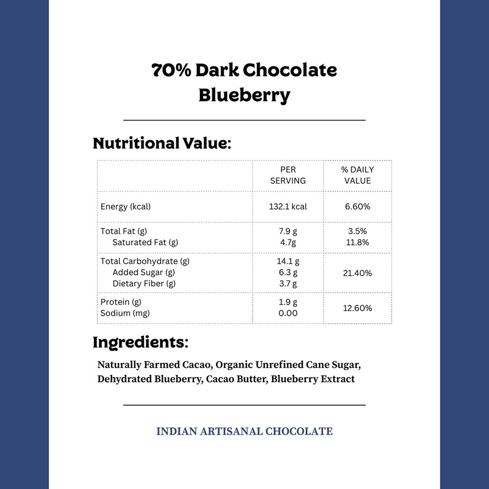 Darkins Chocolates Blueberry 70% Dark Chocolate