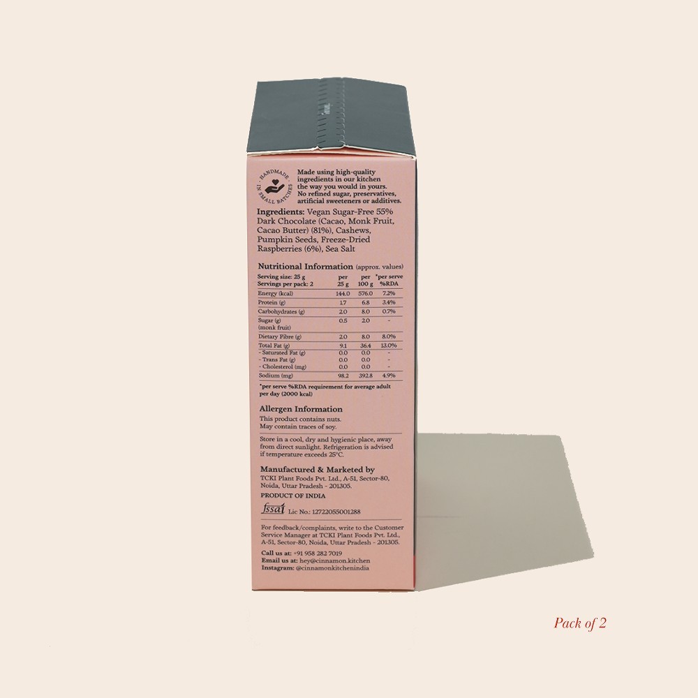 The Cinnamon Kitchen Sugar-Free Cacao & Berry Rocks Dark Chocolate