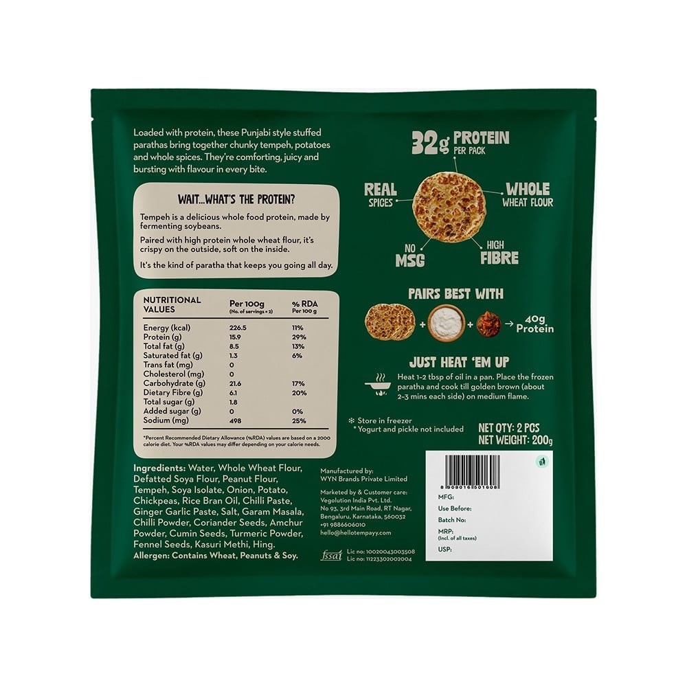 Hello Tempayy Punjabi Style Protein Paratha