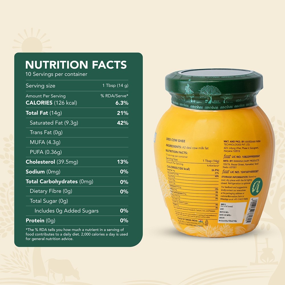 Anveshan Desi Cow A2 Ghee - Bilona Churned