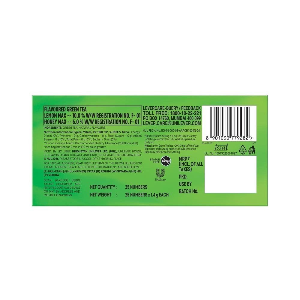 Lipton Honey Lemon Green Tea Bags
