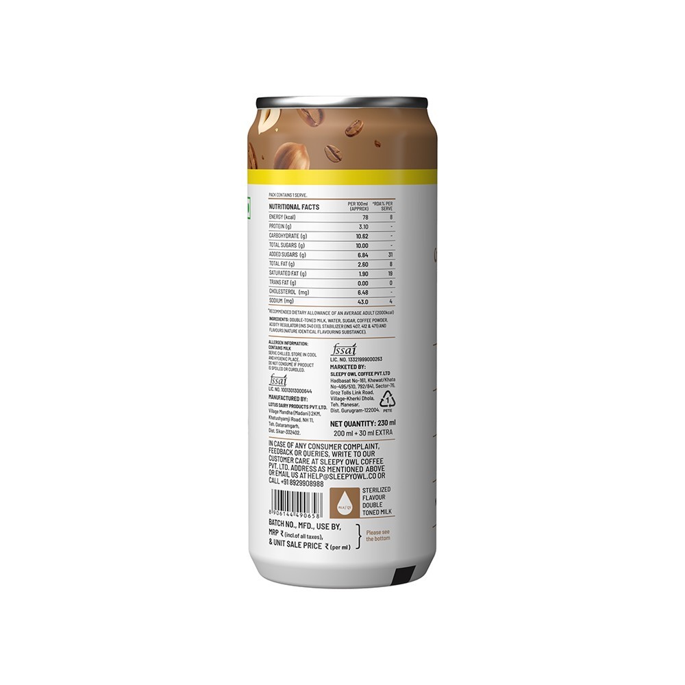Sleepy Owl Hazelnut Cold Coffee Can