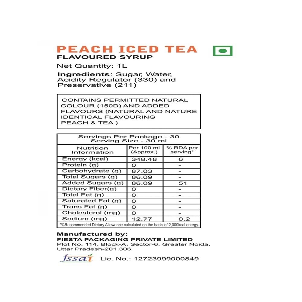 Syruppo Peach Iced Tea Syrup