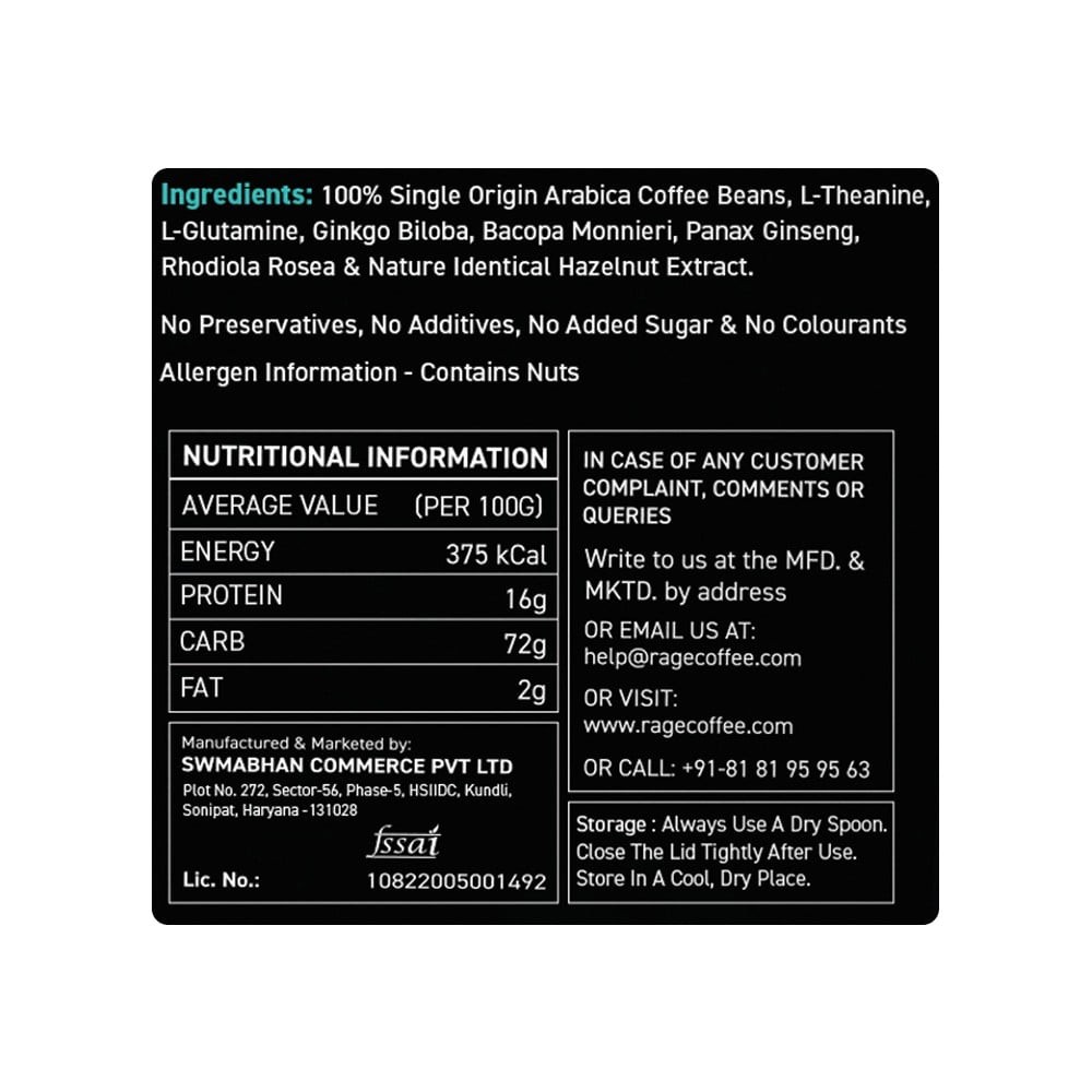 Rage Coffee Irish Hazelnut Instant Flavoured Coffee