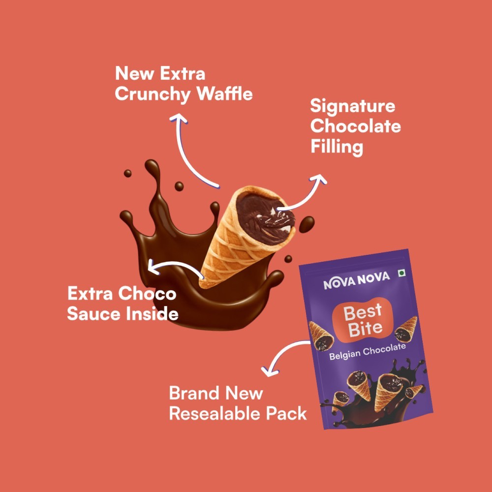 Nova Nova Best Bite Chocolate Filled Waffle Cones - Belgian Chocolate