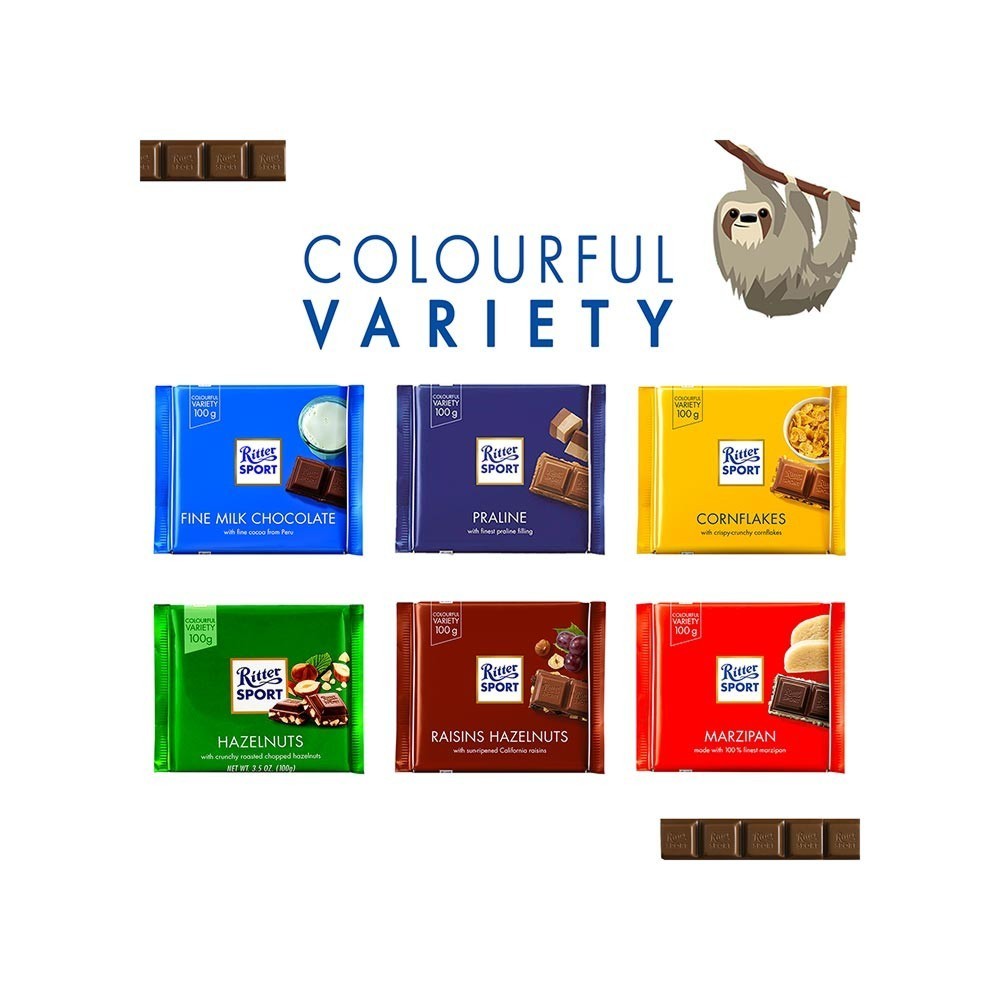 Ritter Sport Raisins Hazelnuts Milk Chocolate Bar