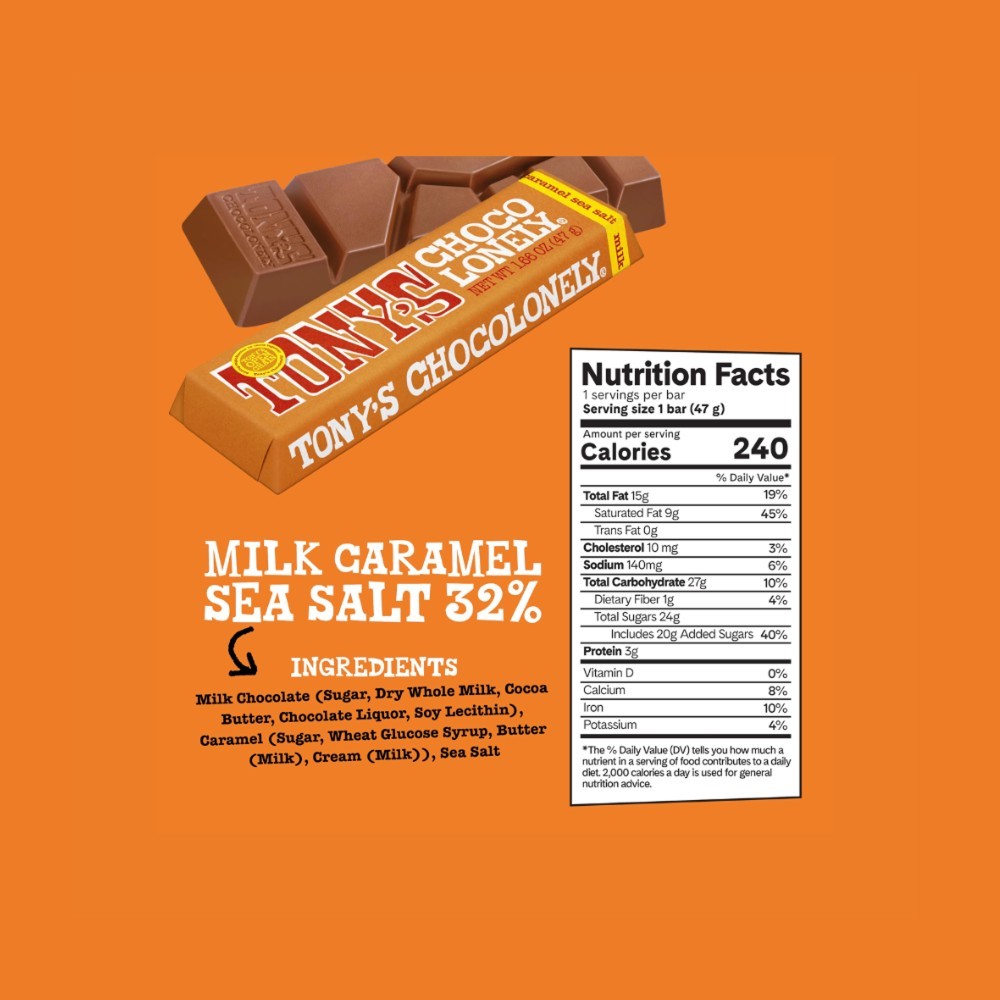 Tony's Chocolonely Caramel & Sea Salt Milk Chocolate Bar