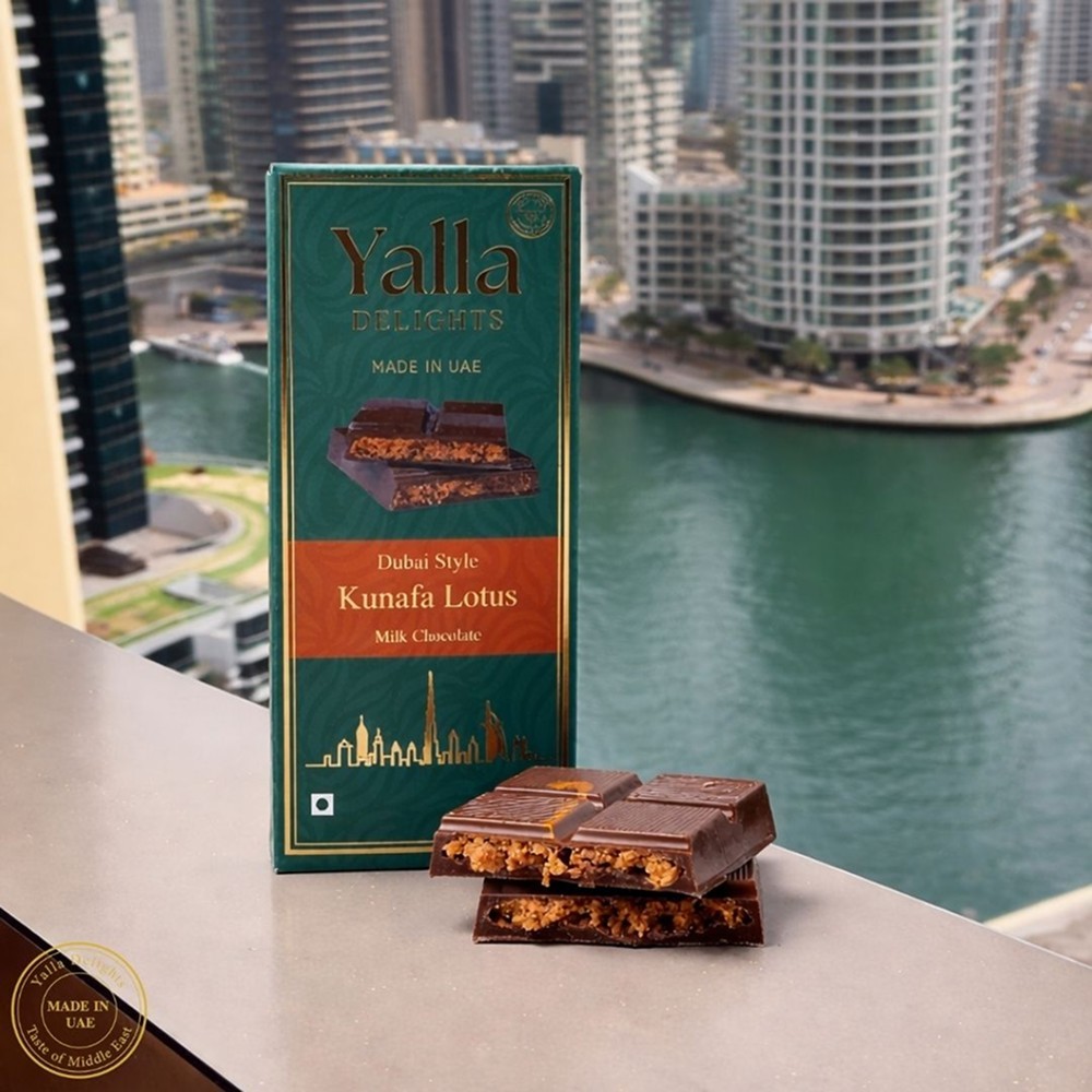 Yalla Delights Biscoff Kunafa Chocolate Bar