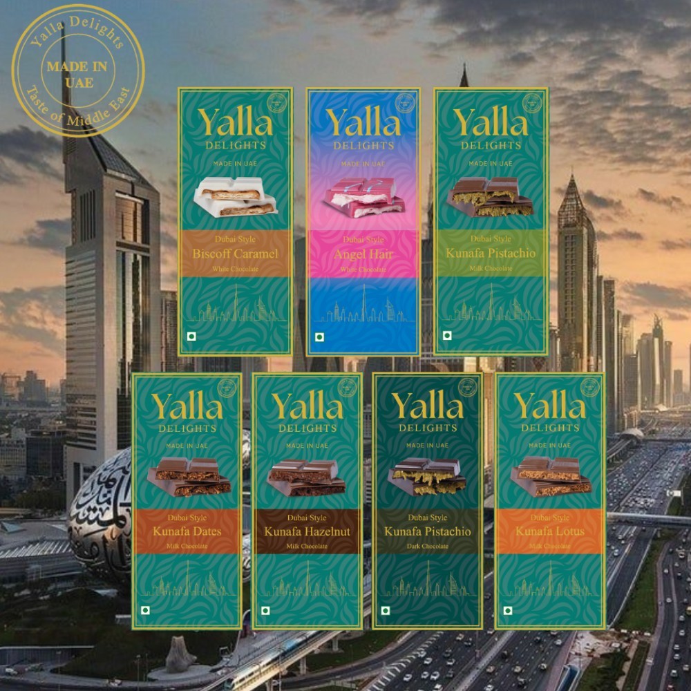 Yalla Delights Pistachio Kunafa Chocolate Bar