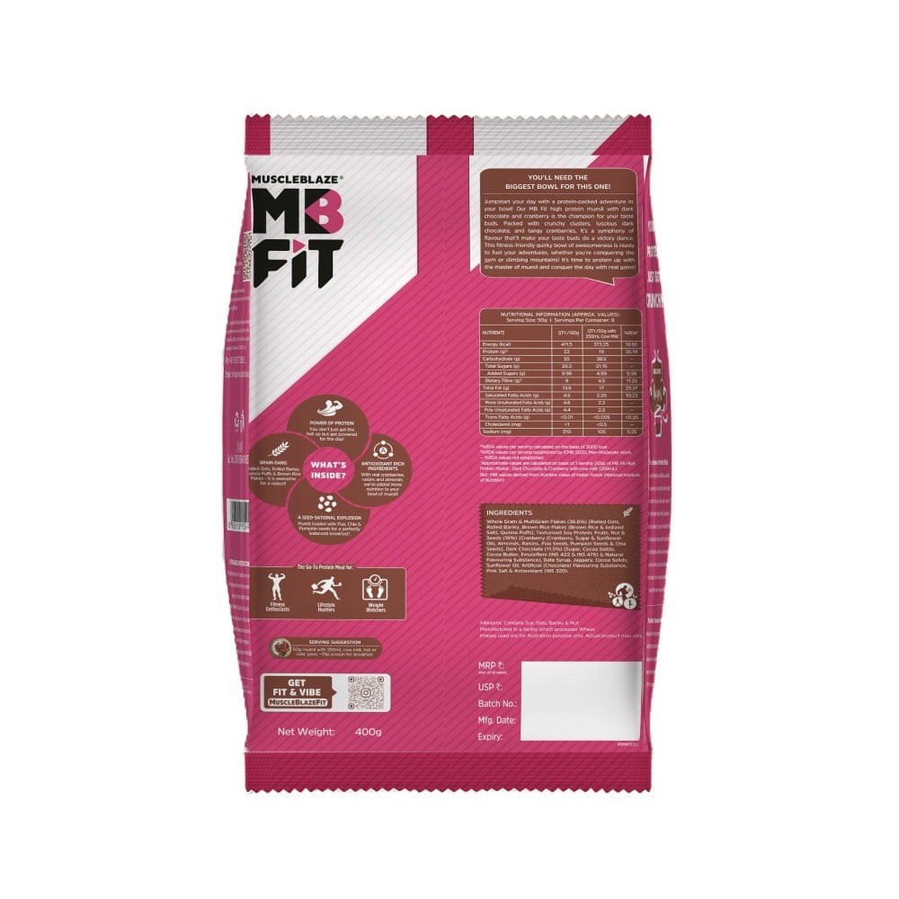 MuscleBlaze Fit High Protein Muesli (Dark Chocolate & Cranberry)
