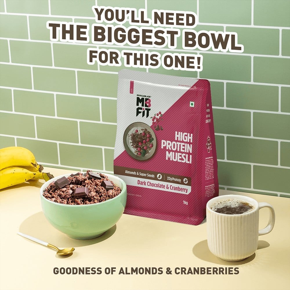 MuscleBlaze High Protein Muesli (Dark Chocolate & Cranberry)