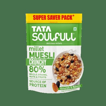 Tata Soulfull Millet Muesli, Crunchy, Almonds & Raisins Breakfast Cereal