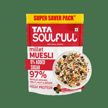 Tata Soulfull Millet Muesli With 0% Added Sugar, 97% Wholegrains Cereal