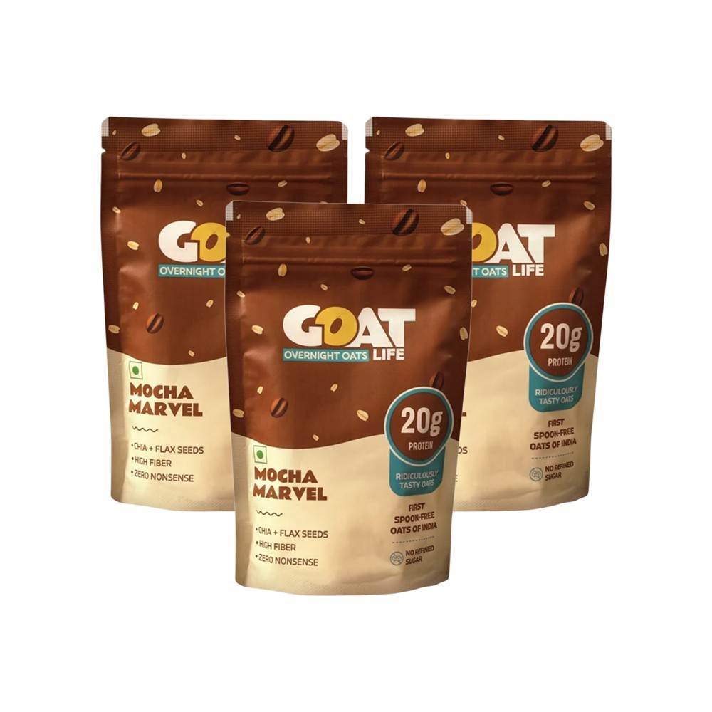 GOAT Life High Protein Overnight Instant Oats Mocha Marvel - Pack of 3