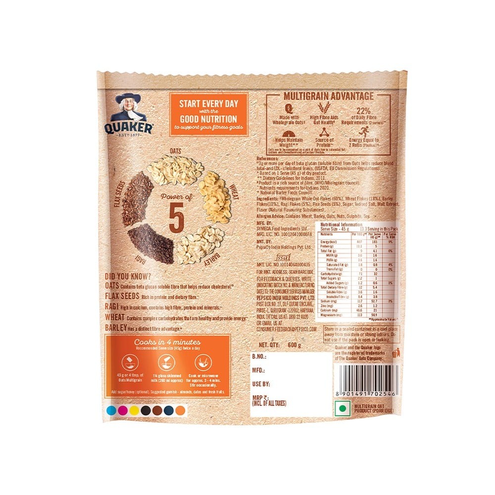 Quaker Multigrain Rolled Oats Breakfast Cereal