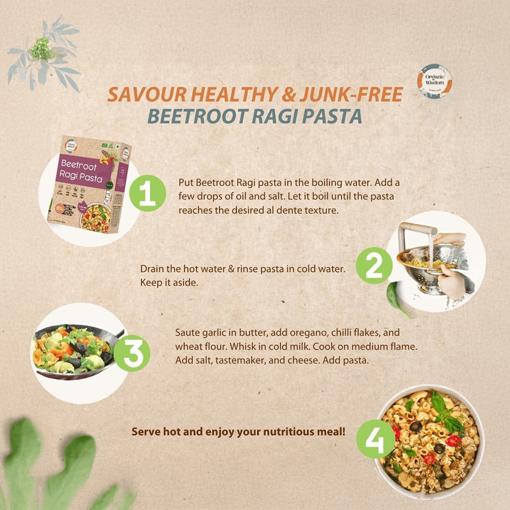 Organic Wisdom Beetroot Ragi Macaroni Pasta