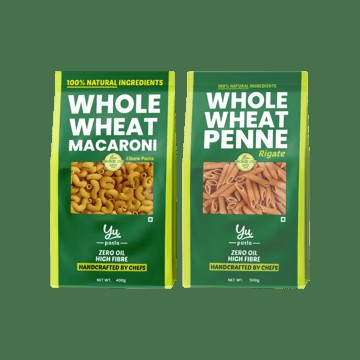 Yu 100% Whole Wheat Penne Pasta +  100% Whole Wheat Elbow Macaroni Pasta Combo