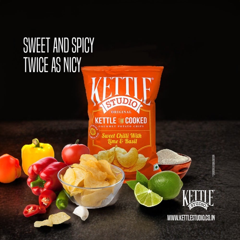 Kettle Studio Sweet Chilli With Lime & Basil Potato Chips