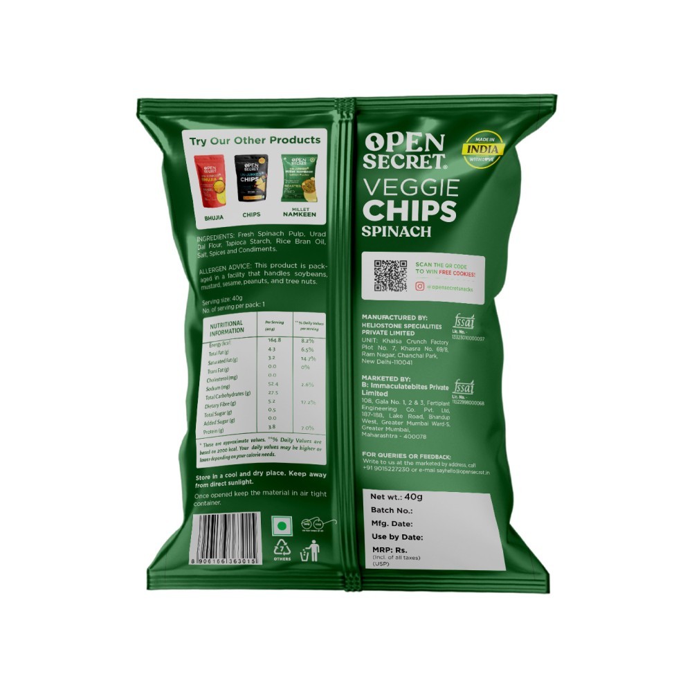Open Secret Spinach Healthy Chips