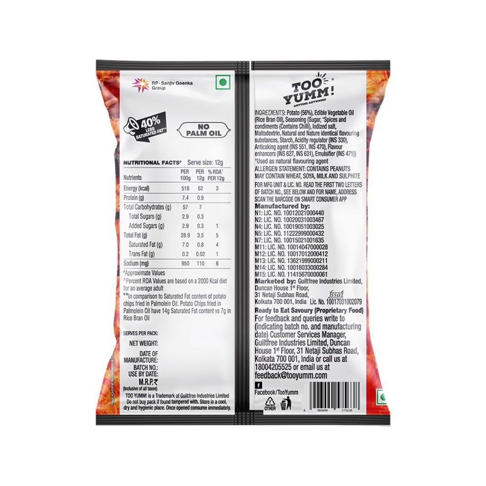 Too Yumm Bhoot Wafer Potato Chips - Spicy Jholokia Chilli