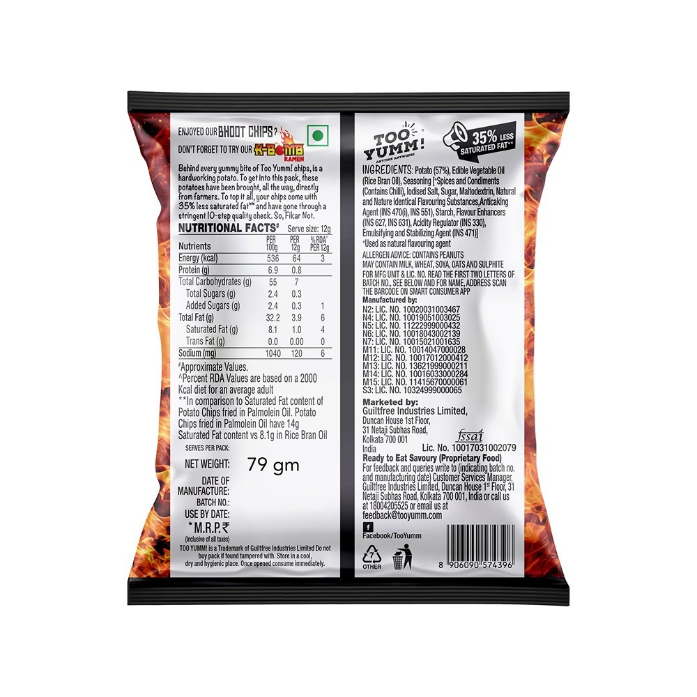 Too Yumm Smoking Hot Bhoot Potato Chips - Spicy Chilli