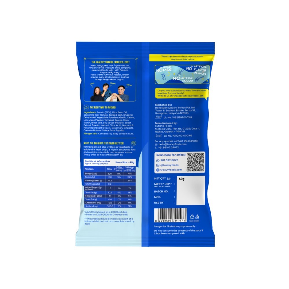 Troovy The Healthy High Protein Potato Chips - Masala