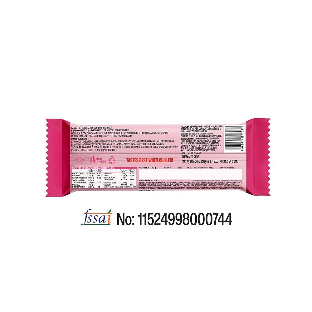 SuperYou Strawberry Creme Wafer Protein Bar