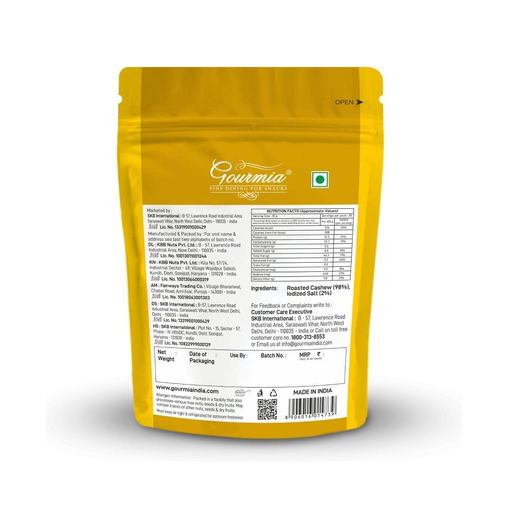 Gourmia Lightly Salted Roasted Flavoured Cashew
