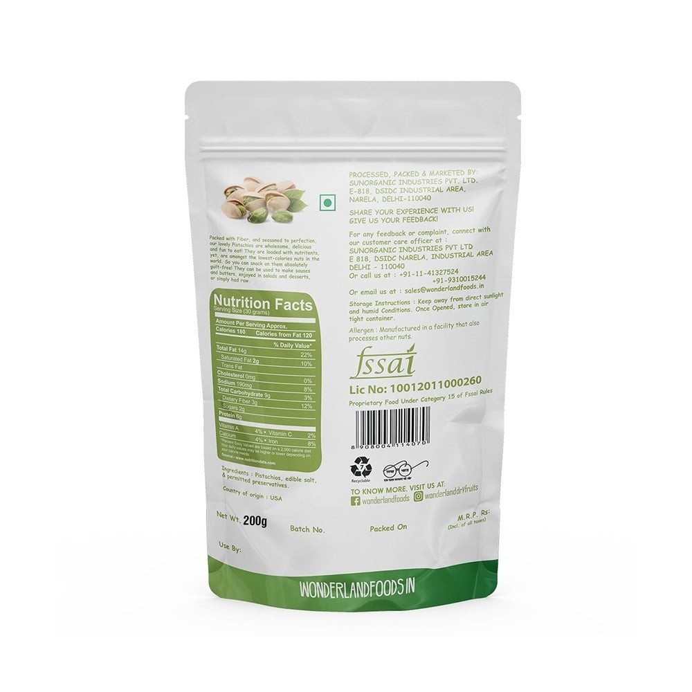 Wonderland Foods Roasted & Salted Pistachios