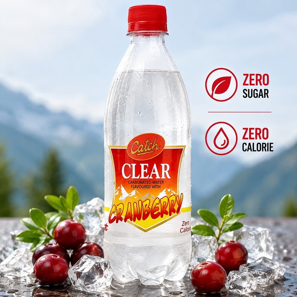 Catch Clear Cranberry Soda Water