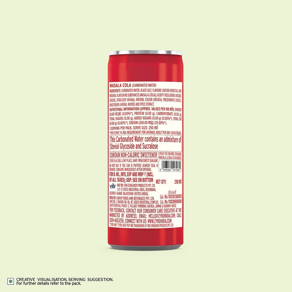 Zyro by Karan Aujla Zero Sugar Masala Cola Soft Drink